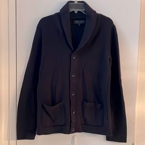 Gently worn Rag & Bone, Cotton Wool Blend Shawl Collar Cardigan in Dark Purple